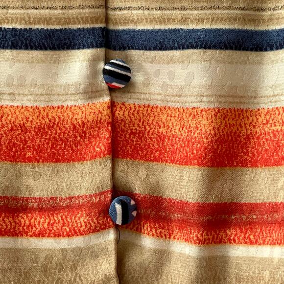 Chico's Geometric Print Button Up Popover Top Size 16/18 Coastal Nautical Casual - Picture 6 of 8